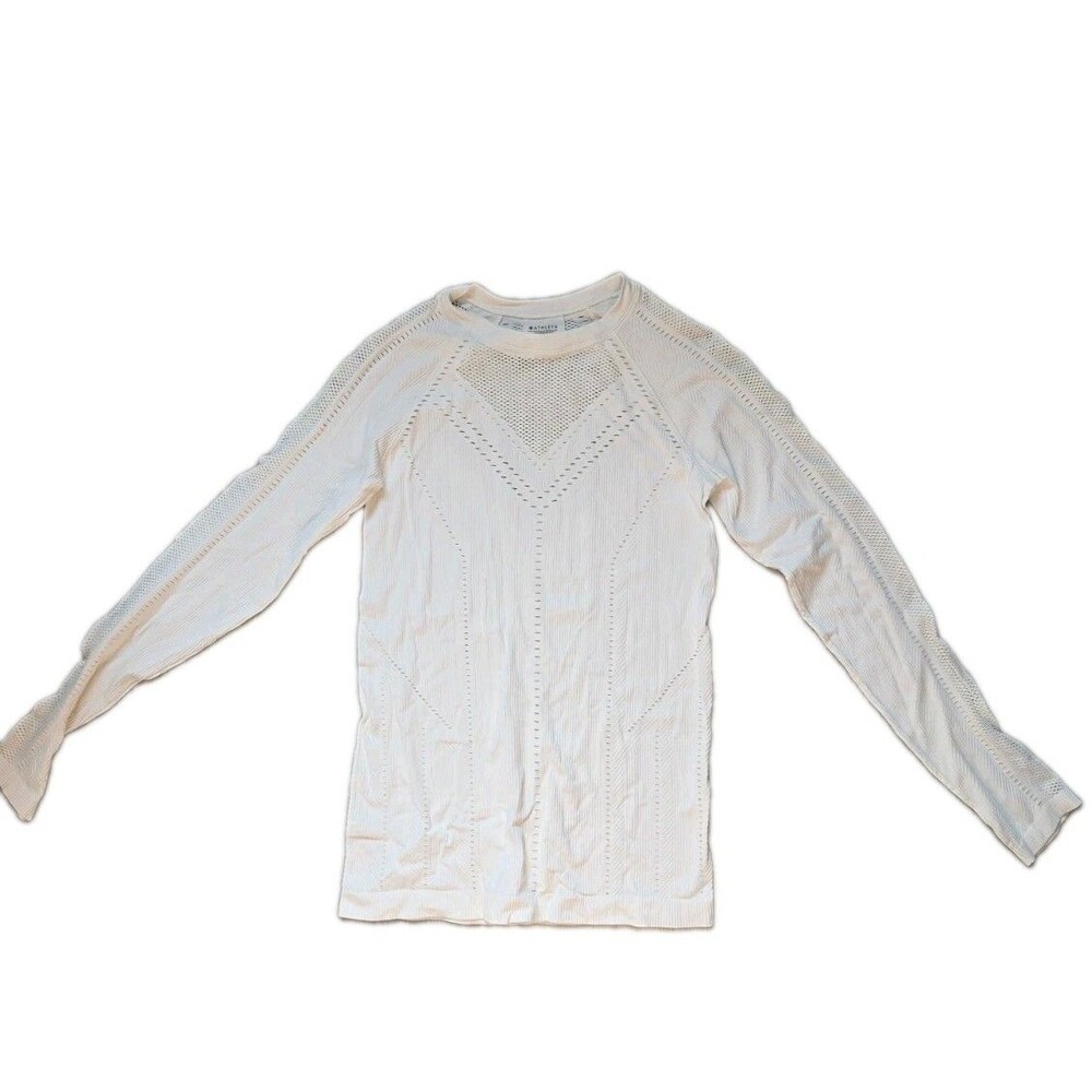 Athleta White Seamless Engineered Mesh Performance Long Sleeve Top Medium EUC - Picture 2 of 7